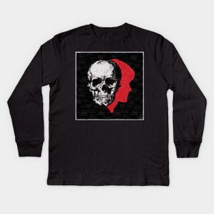 Will Graham Blood Red Profile with Gray Skull Superimposed Kids Long Sleeve T-Shirt